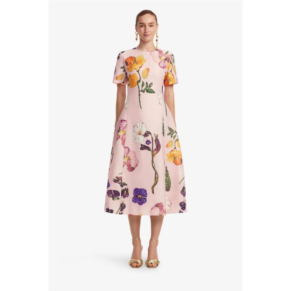 NEW LEO LIN caroline short sleeve midi dress in wildbloom